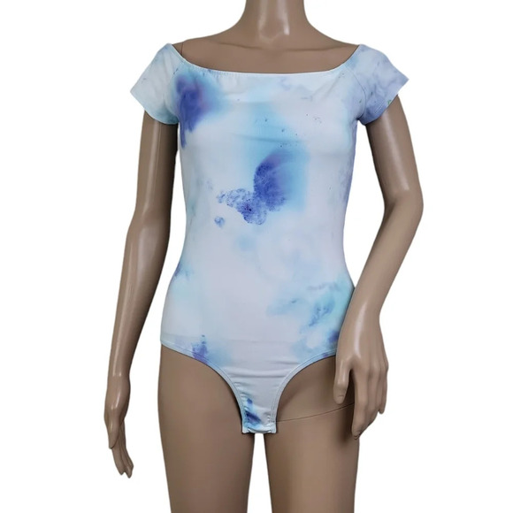 Free People Ice Tie Dye Custom Bodysuit Off Shoulder - Picture 1 of 4